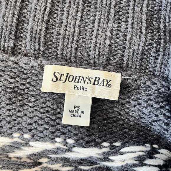 Womens St. John's Bay Petite Grey Sweater Tie Cardigan - PS - Picture 5 of 5